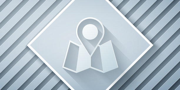 剪纸折叠地图与位置标记图标图片下载