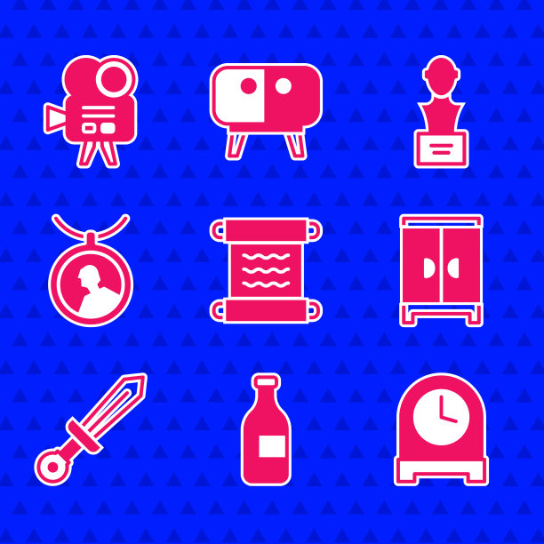 设置莎草纸卷轴瓶酒古董时钟图片下载