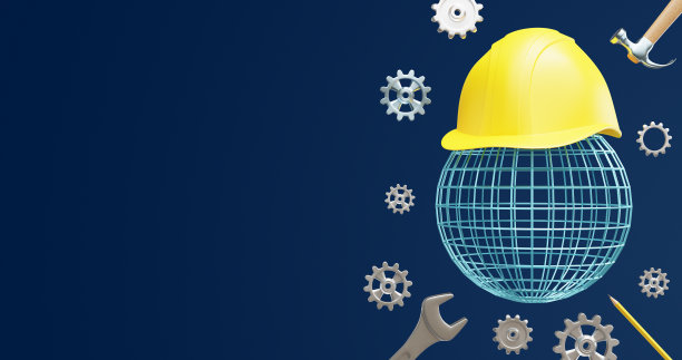 行星框架与防护头盔和工具。世界工作安全与健康日3d渲染图片下载