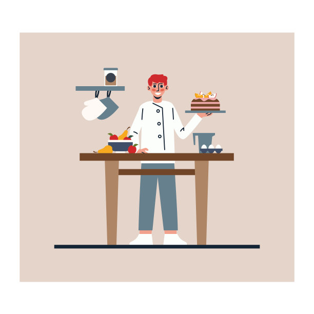 卡通人物积极的年轻人作为专业的糖果师图片下载