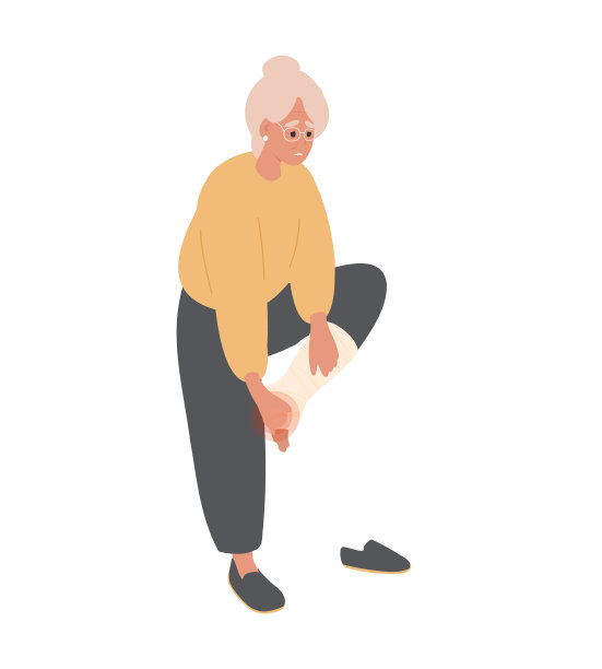 老妇人断了脚，腿上了石膏图片下载