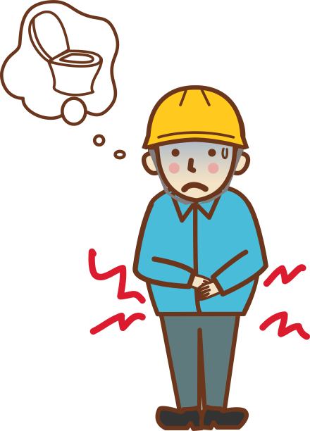 男人戴着头盔，肚子疼，想上厕所图片下载