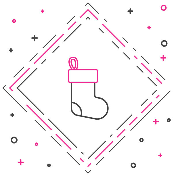 线圣诞袜图标孤立的白色图片下载