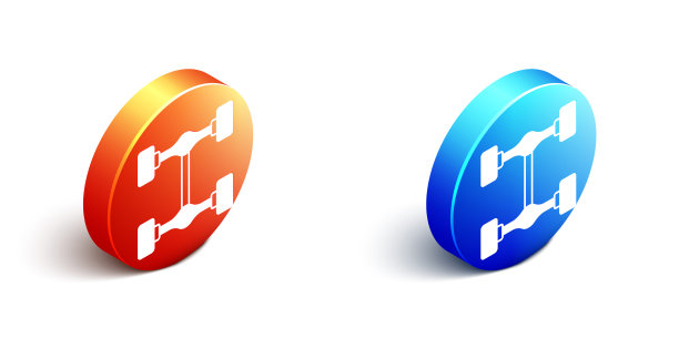 等距底盘汽车图标孤立的白色图片下载