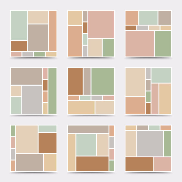 Moodboard模板。照片拼贴布局。极简主义的Moodboard。图片下载