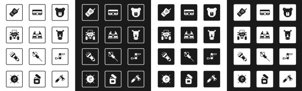 把熊头望远镜放在公路汽车对讲机上图片下载