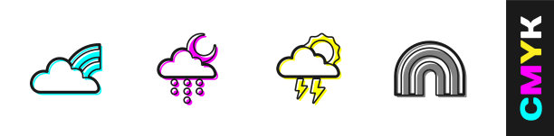 集彩虹与云云雨和月亮图片下载