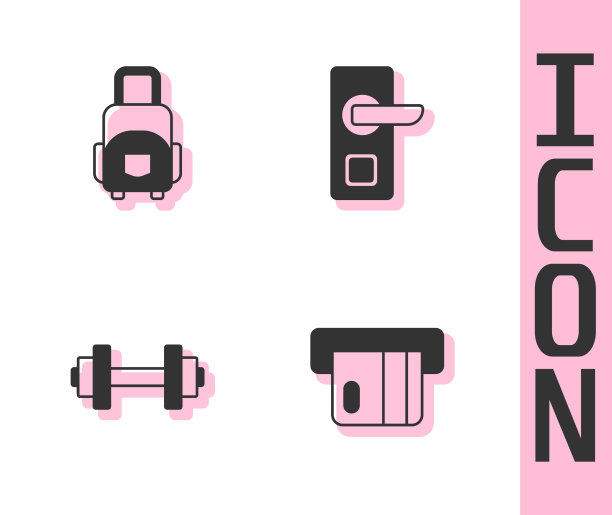 设置信用卡手提箱哑铃和数字图片下载