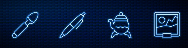 套线经典茶壶和银匙笔图片下载