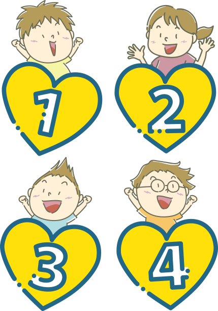 一组微笑着跳出来的孩子和数字/插画素材(矢量插画)图片下载