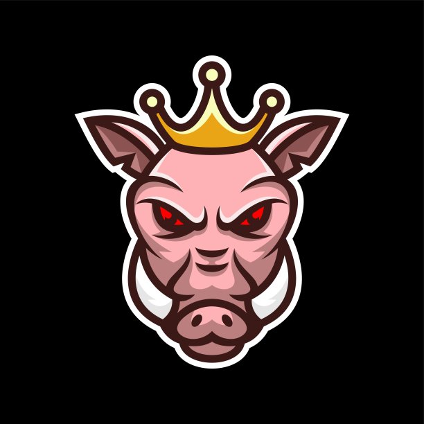 矢量插图猪王简单的吉祥物风格。图片下载
