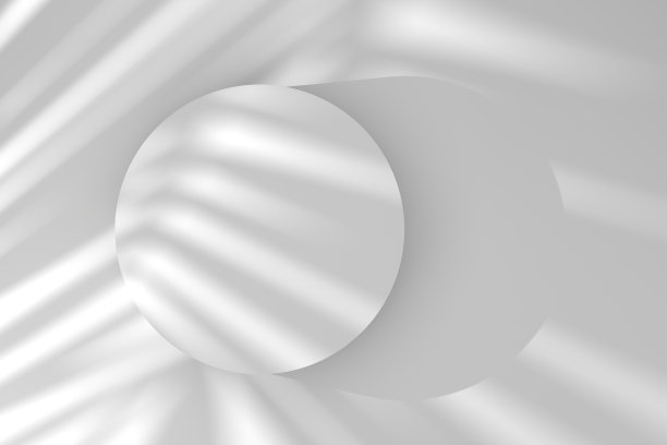 圆形白色平台与自然日光和植物阴影。图片下载