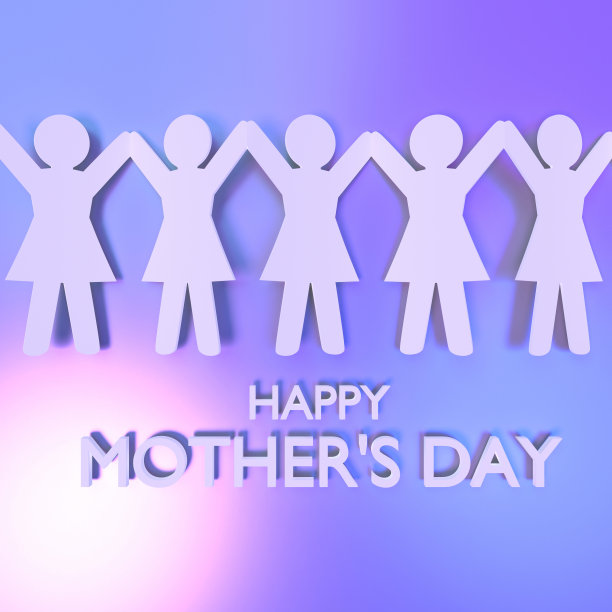 女性手牵手折纸庆祝母亲节图片下载