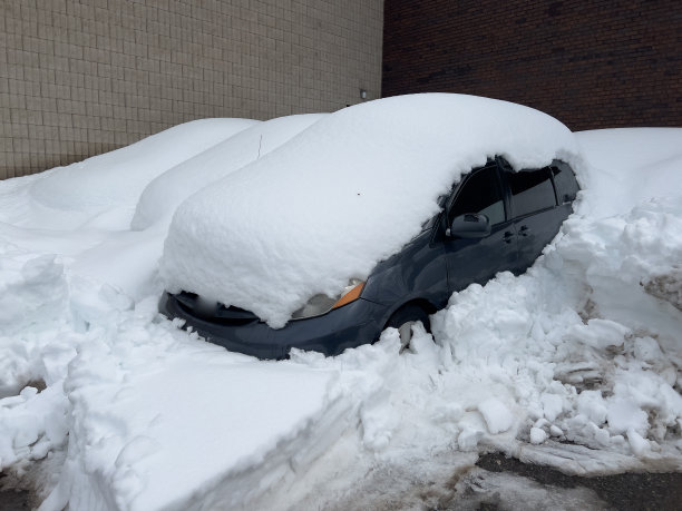 住宅小区的冬季视图和清除车道上的积雪，伍德布里奇，加拿大图片下载