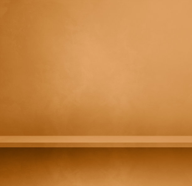 黄褐色混凝土墙上的空架子。背景模板。广场模型图片下载