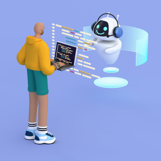 Scientist programming machine, learning neural network. Deep Learning Illustration concept. Programmer engineer creating artificial intelligence concept.  3d render illustration.图片下载