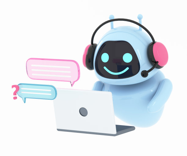 人工智能聊天机器人，聊天并回答人们的问题。人工智能机器人，使用神经网络，新技术，在线消息和支持概念。3d渲染插图。图片下载
