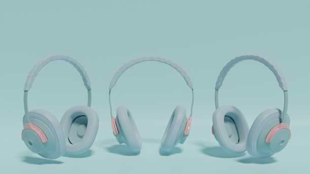 3D耳机与工作室照明图片下载