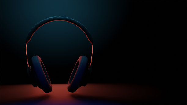 3D耳机与工作室照明图片下载