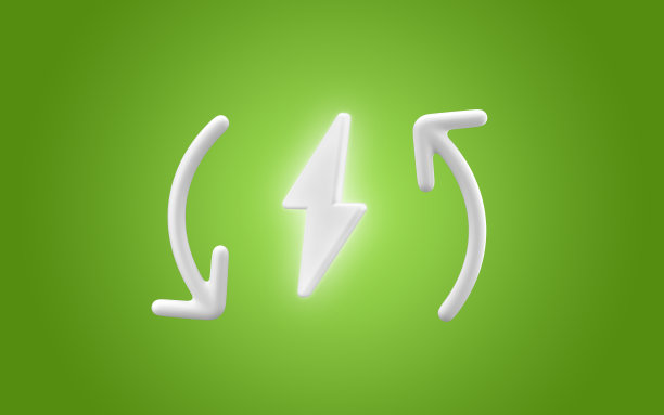 循环节能电源概念，发光的能源标志，可再生的，可持续的能源。环境社会概念。三维渲染图片下载