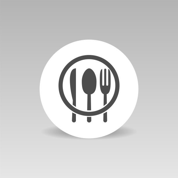刀，叉和勺子矢量图标。圆的标志图片下载