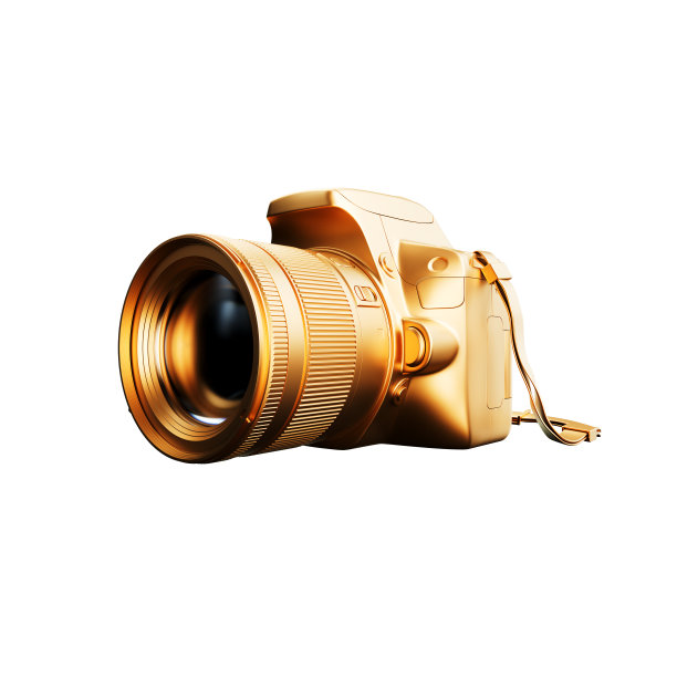 白色背景的金色数码相机。图片下载
