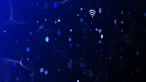 粒子与数字数据网络连接的数字网络空间。高速连接与数据分析技术数字抽象背景概念图片下载