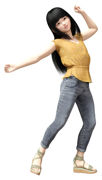 3D渲染亚洲女孩的白色图片下载