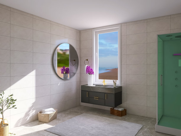 浴室设计，3d渲染，3d插图图片下载