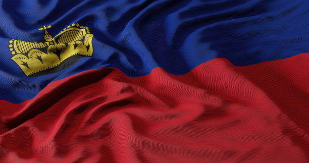 现实飘扬的列支敦士登国旗3D插图图片下载