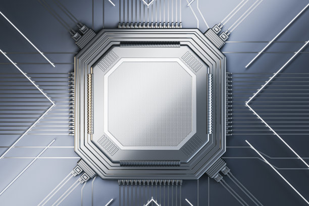 抽象的空银片金属背景与线条。模拟一个地方。技术和主板，计算机和硬件概念。3 d渲染。图片下载