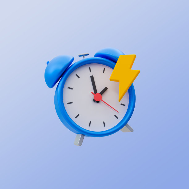 3d最小快速时间概念。紧急的工作。快速服务。闹钟与雷声图标。3 d演示。图片下载