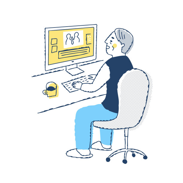 老男人在电脑上工作图片下载