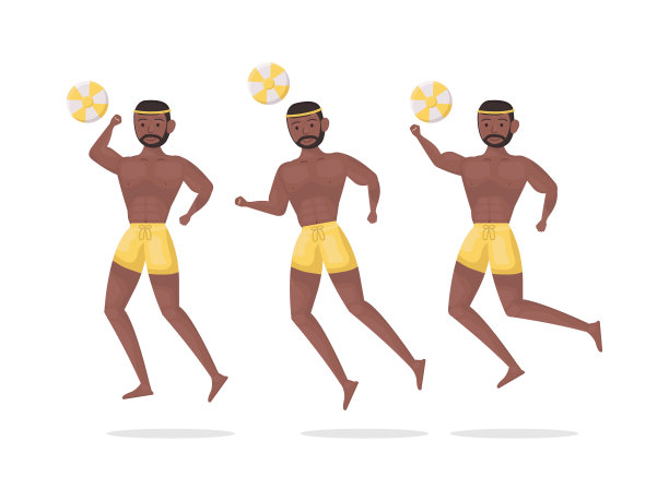 夏季人物向量海滩卡通热带海洋元素身体旅行办公室经理身体脸艺术图片下载