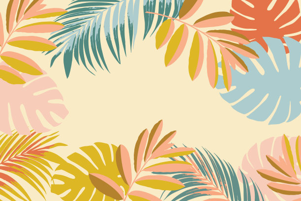 植物热带叶和花卉图案设计图片下载