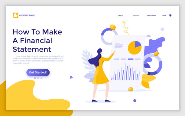 登陆页模板与妇女检查白板上的图表。财务报告或报表的概念，利润或收入指标，公司审计。平面矢量插图的网站。图片下载