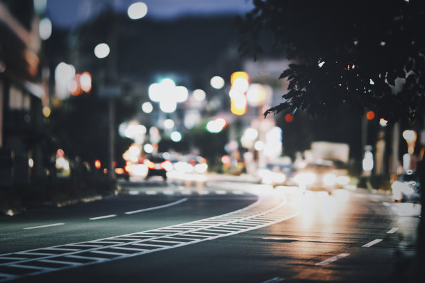 城市景观和夜间模糊景观图片下载