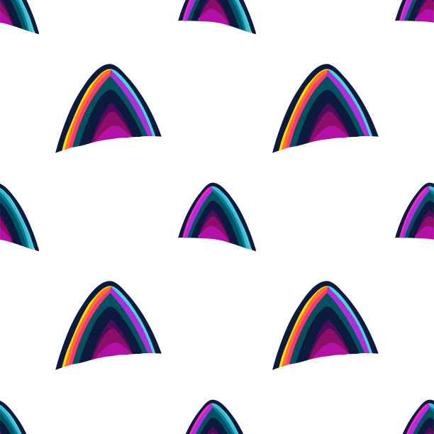 抽象矢量无缝图案的彩色猫耳朵形状图片下载