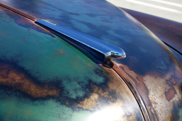 特写铬细节上的一个1950年代的老式热棒图片下载