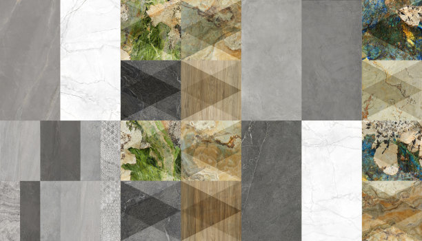 背景是由不同的纹理和颜色制成的抽象马赛克拼接图片下载