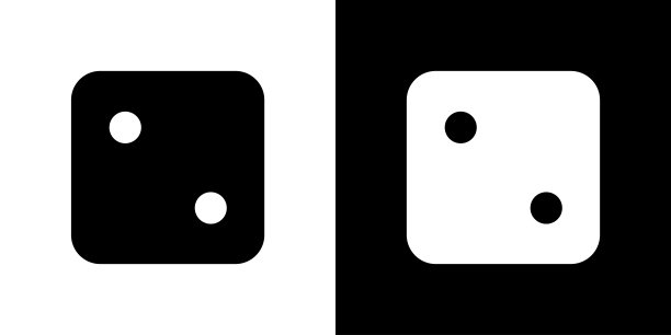 两个。黑色赌场骰子标志。玩骨头矢量插图。骰子矢量图标。图片下载