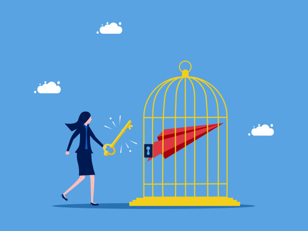 控制业务自由解放。一男子打开笼子里的纸飞机图片下载