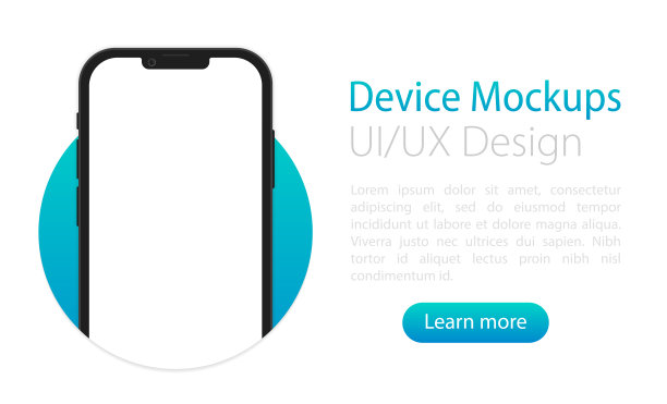 智能手机空白屏幕，手机模型。信息图形设计界面或表示的模板。智能手机模型。无边框智能手机。为您的业务设计UI / UX。矢量图图片下载