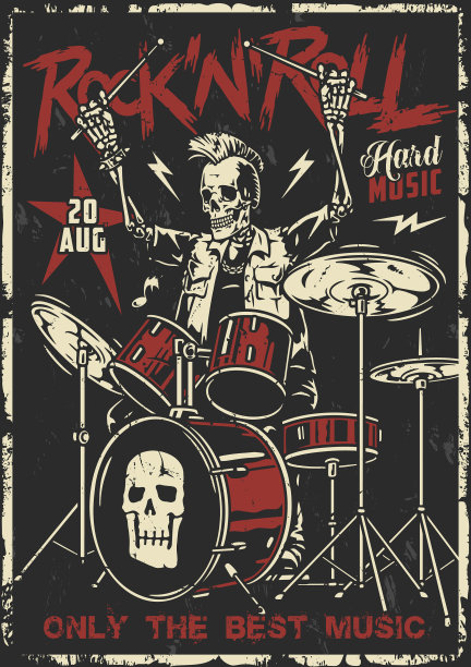 摇滚音乐家复古彩色海报图片下载