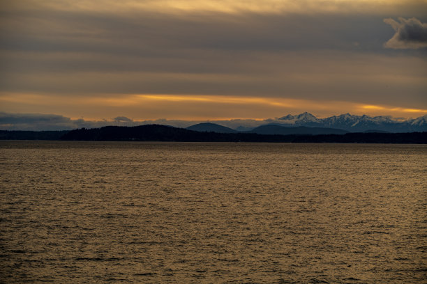 普吉特湾海滨日落图片下载
