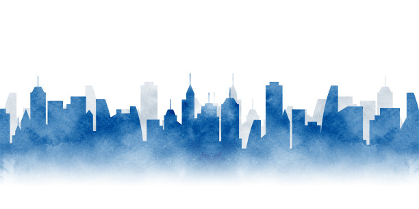 水彩纹理的城市景观剪影图片下载