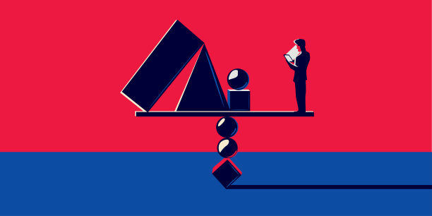 抽象风格的各种几何图形和一个人在看电话或电子设备图片下载