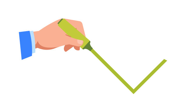 手写白色背景上孤立的绿色蜱虫。图像象征投票，突出，完成一项任务图片下载