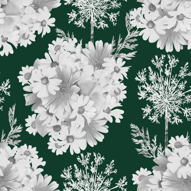 洋甘菊花束与田野花无缝模式。图片下载