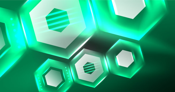 霓虹灯六边形背景高科技设计图片下载